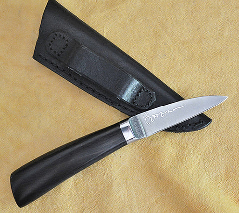 2.5 inch Boye/Loveless Persona with Plain Etched Blade and African Blackwood Handle.