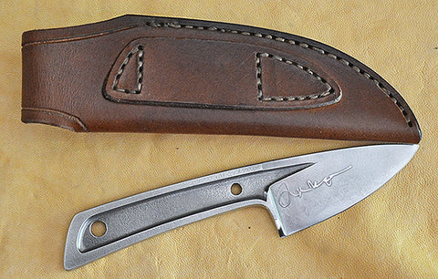 Boye Basic 2 with 'Swans' Etching and Dark Brown Lizard Sheath.