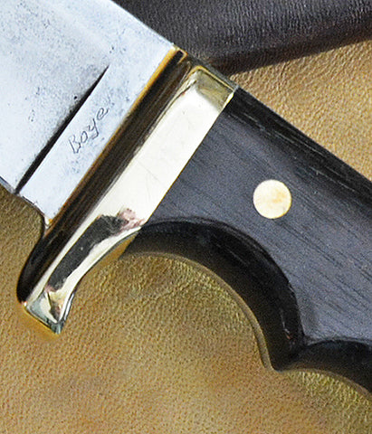 Boye-made L6 Sawblade Steel 4" Hunter/Skinner with Standing Grizzly Custom Etching, circa 1977.