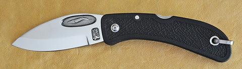 Boye Cobalt Blue Whale Lockback Folding Pocket Knife with Black Zytel Handle.