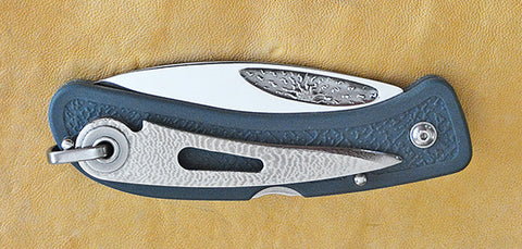 Boye Cobalt Sunburst Lockback Folding Pocket Knife with Blue Handle, Serrations & Marlin Spike