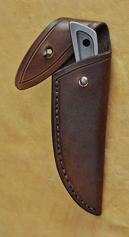 Boye Basic 2 with 'Swans' Etching and Dark Brown Lizard Sheath.