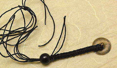 Black Waxed Hemp Macrame Lanyard with 18th Century Tombac Button.